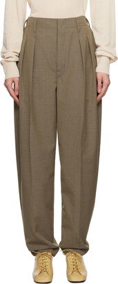 Taupe Pleated Tapered Trousers