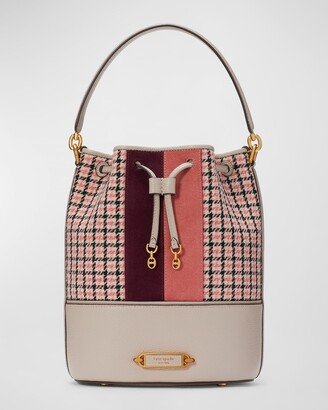 Gramercy Medium Racing Stripe Plaid Twill Bucket Bag