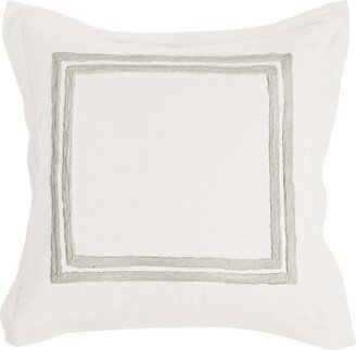 Lenz 26 Inch Cotton Euro Pillow Sham with Hand Stitched Embroidery, Ivory