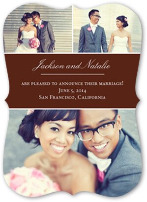 Wedding Announcements: Big Blocks Wedding Announcement, Brown, Pearl Shimmer Cardstock, Bracket