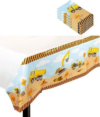 Juvale Blue Panda 6-Pack Disposable Plastic Rectangular Tablecloth Construction Themed Table Covers 54 x 108