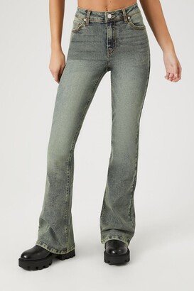 Women's Stone Wash High-Rise Flare Jeans in Dark Denim, 30