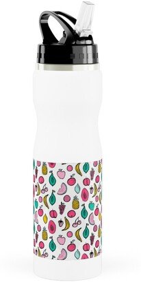 Photo Water Bottles: Summer Tropical Fruits - Multi Stainless Steel Water Bottle With Straw, 25Oz, With Straw, Multicolor