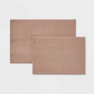 2pk Fuzzy Foam Bath Rug Brown