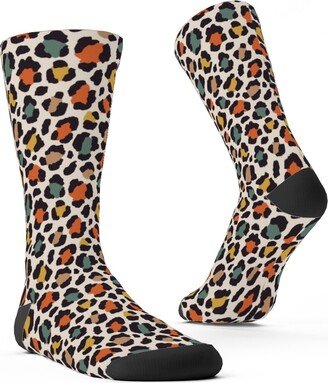 Socks: Colored Leopard Print - Mulit Custom Socks, Multicolor