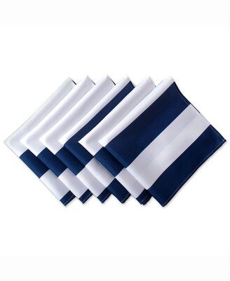 Nautical Blue Cabana Stripe Print Outdoor Napkin Set of 6