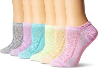 Womens 6-pack Invisible Comfort Scoop Cut No Show Sport Liner (Pastel Texture Free Feed) Sock