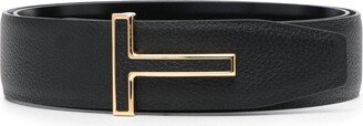 Logo-Buckle Leather Belt-AO