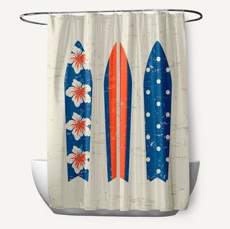 Triple Surf Geometric Print Shower Curtain