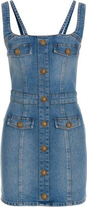 Button Detailed Sleeveless Denim Dress