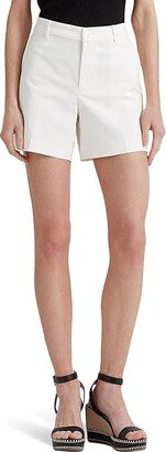 Petite Pleated Stretch Cotton Shorts (White) Women's Shorts