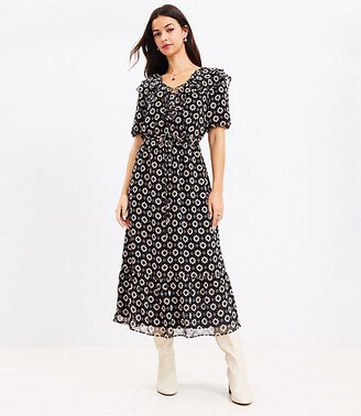 Petite Geo Ruffle Hi-Lo Midi Dress