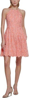 Petites Womens Lace Mini Halter Dress