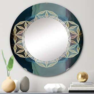 Designart 'Ancient Sacred Retro Designs II' Printed Modern Geometric Wall Mirror