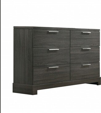 59 Gray Oak Manufactured Wood Six Drawer Double Dresser