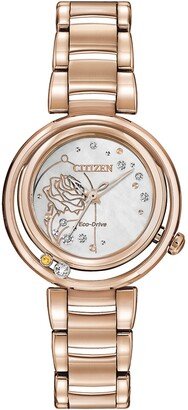 Disney by Belle Diamond-Accent Rose Gold-Tone Stainless Steel Bracelet Watch 30mm