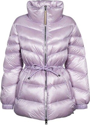 Funnel Neck Quilted Drawstring Waist Down Jacket