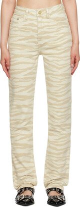 Beige Printed Jeans