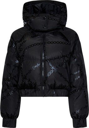 Logo-Printed Hodded Cropped Puffer Jacket