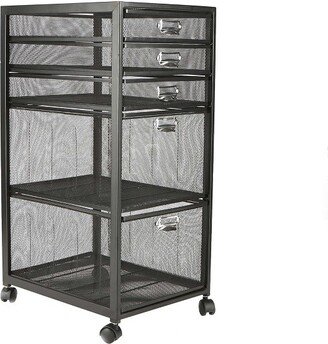 Rolling File Cabinet with Drawers [5 Drawers](BLACK MESH)