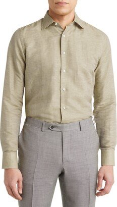 Regular Fit Solid Cotton & Linen Dress Shirt