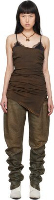 Brown Lace Dyed Strap Camisole