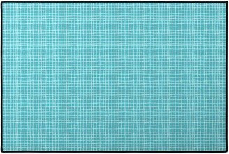 Door Mats: Wavy Grid Door Mat, Blue