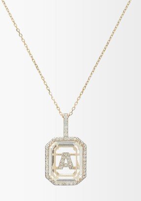 Initials Diamond, Quartz & 14kt Gold Necklace A-m