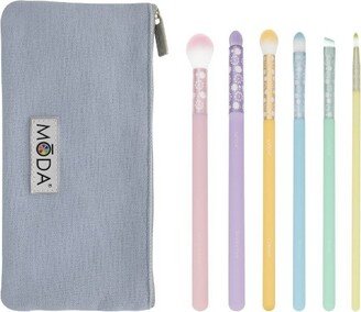 MODA Brush Posh Pastel Delicate Eye 7pc Makeup Brush Kit, Includes Smoky Eye, Crease, and Shadow Makeup Brushes