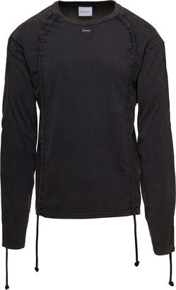 Bluemarble Black Long Sleeve Long Sleeve Shirt With Drawstring In Cotton Man