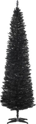 HOMCOM 7 FT Unlit Artificial Christmas Tree Slim Noble Fir with Realistic Branches and 499 Tips, Black