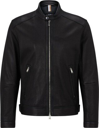 Band-Collar Leather Jacket-AA