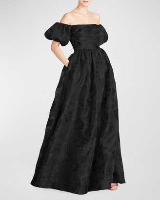 Off-Shoulder Jacquard Gown