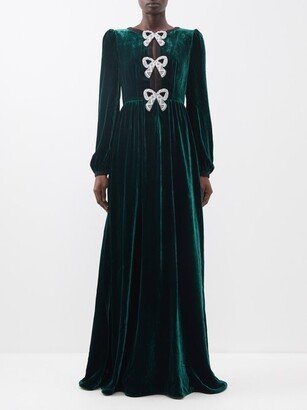 Camille Crystal-bow Velvet Gown