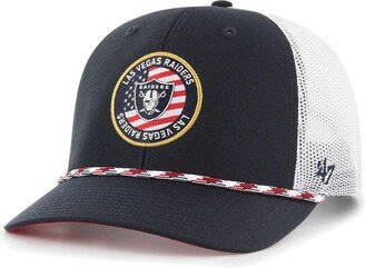 Men's Navy, White Las Vegas Raiders Union Patch Trucker Adjustable Hat - Navy, White