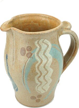 stoneware Serving Pitcher Abstract Design