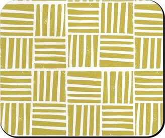 Mouse Pads: Thatch Stripe Grid - Yellow Mouse Pad, Rectangle Ornament, Yellow