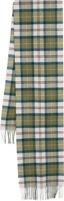 Tartan-Pattern Fringed Scarf-AA