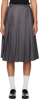 Dunst Gray Double Pleats Midi Skirt