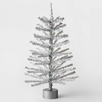 24 Unlit Tinsel Mini Artificial Christmas Tree Silver - Wondershop™