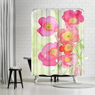 71 x 74 Shower Curtain, Pink Poppies by Paula Mills