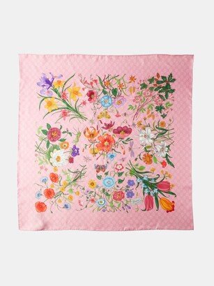 GG Supreme And Flora-print Silk-twill Scarf