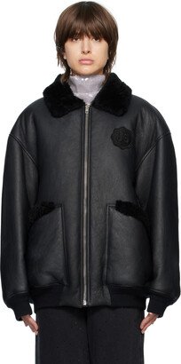 J6 Black Oversized Shearling Jacket