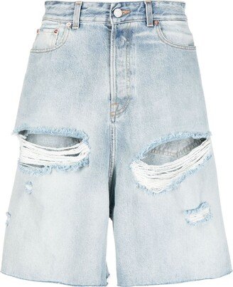 Distressed-Effect Denim Bermuda Sorts