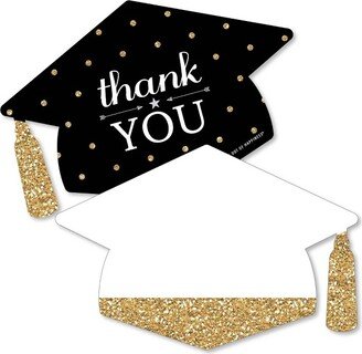 Big Dot of Happiness Gold - Tassel Worth The Hassle - Shaped Thank You Cards - Graduation Party Thank You Note Cards with Envelopes - Set of 12