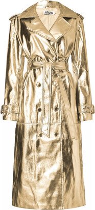 Lupe Gold Metallic Leather Trench