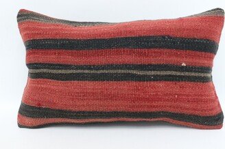 Kilim Pillow Cover, Personalized Pillow, Turkish Red Cushion Case, Striped Nurse Gift 6349