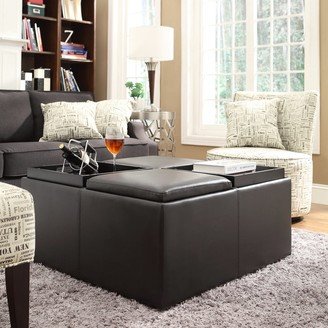 Montrose Faux Dark Brown Leather Storage Ottoman by Classic