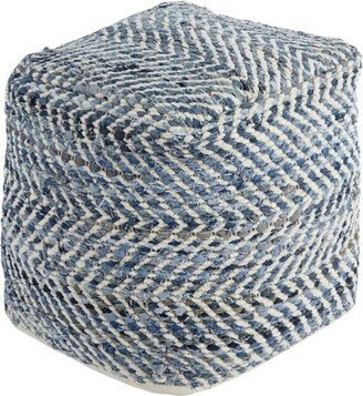 Chevron Pouf Blue