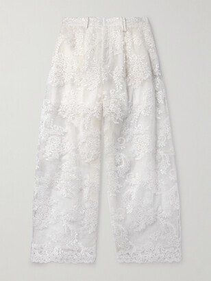 Wide-Leg Corded Lace Trousers
